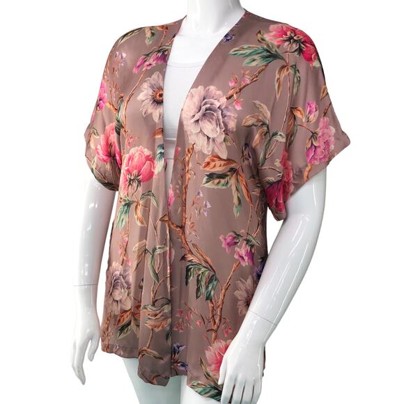 VITAMIN A Size S Valencia Silk Kimono Cover Up White Ginger *MISSING BELT - Picture 1 of 13